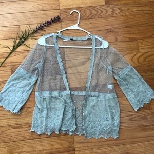 Poof Teal Mesh Cardigan